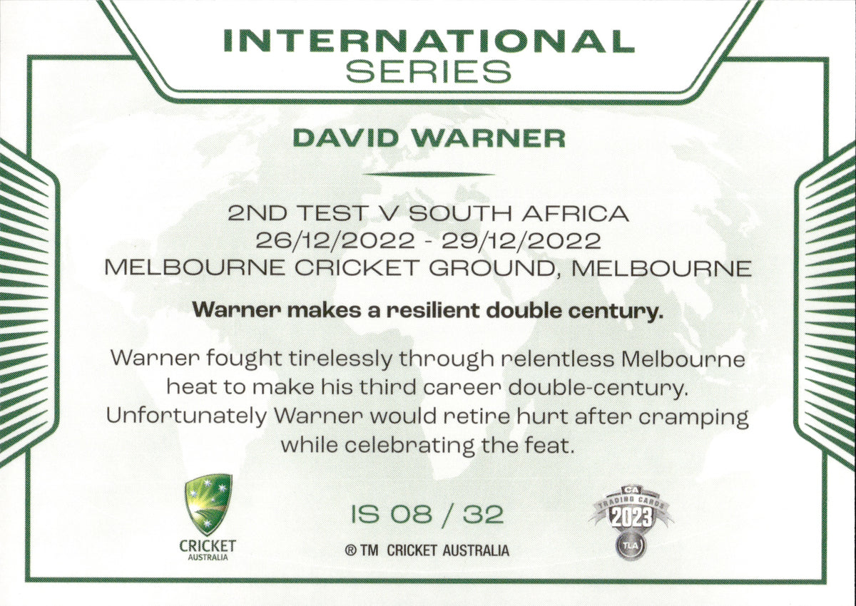 David Warner Autograph Signature Card