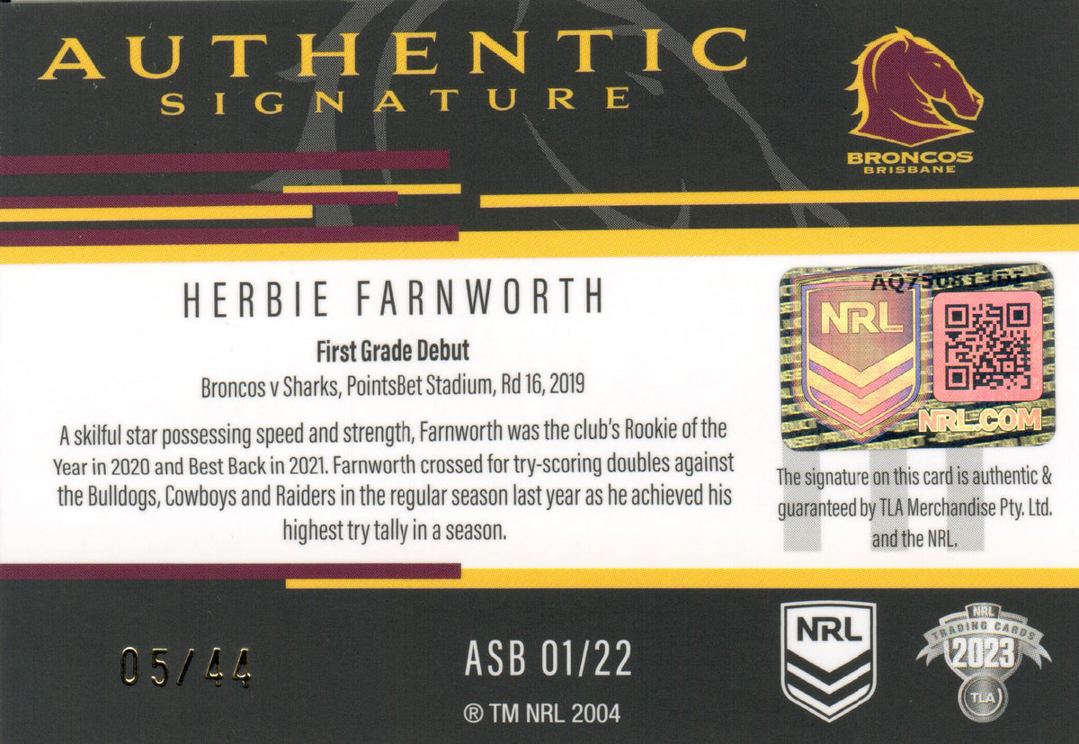 2023 NRL Titanium Authentics Signature Black ASB 01 Herbie