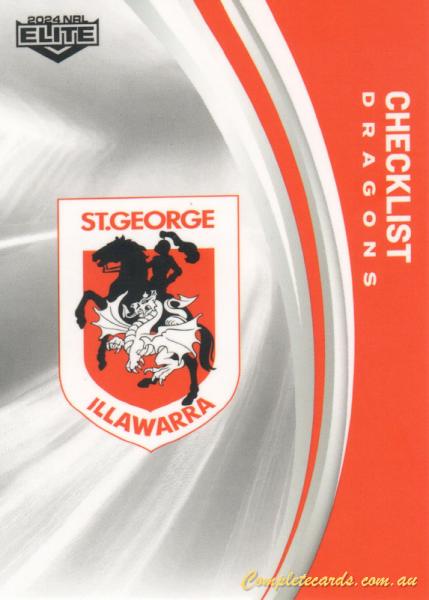 2024 NRL Elite - Common - 118 - Dragons Checklist - St. George-Illawarra Dragons