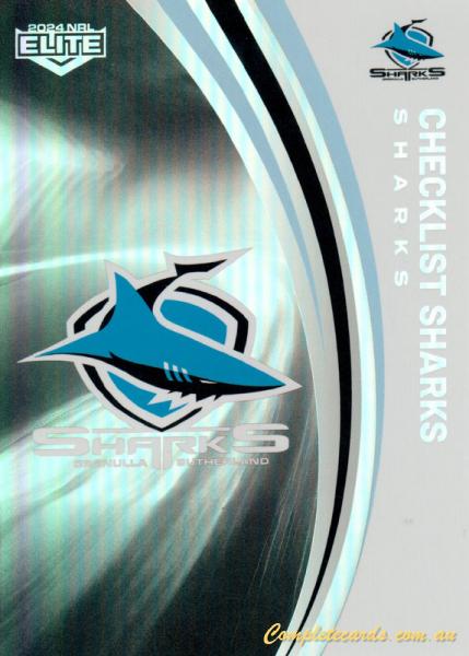 2024 NRL Elite - Pearl Silver - P 028 - Sharks Checklist - Cronulla-Sutherland Sharks