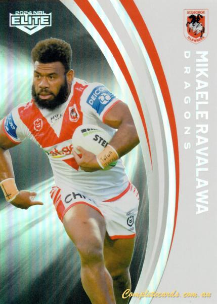 2024 NRL Elite - Pearl Silver - P 125 - Mikaele Ravalawa - St. George-Illawarra Dragons