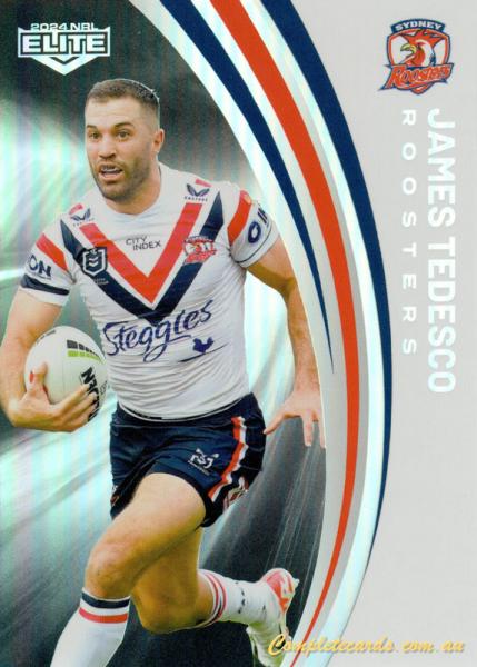 2024 NRL Elite - Pearl Silver - P 132 - James Tedesco - Sydney Roosters