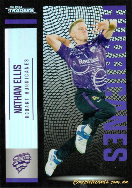 2024-25 Cricket Traders - Pearl Silver - P 081 - Nathan Ellis - Hobart Hurricanes