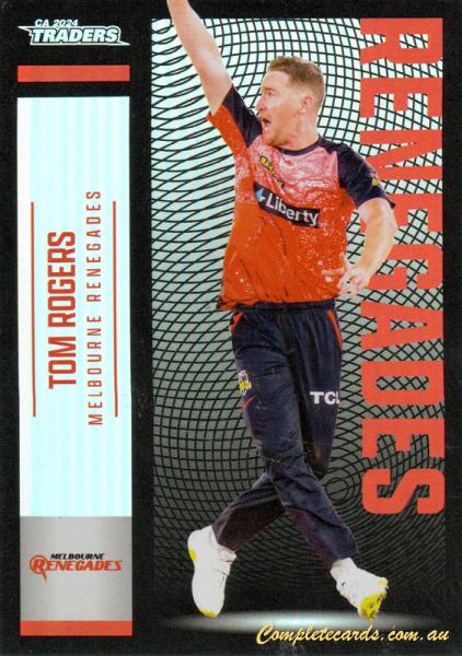 2024-25 Cricket Traders - Pearl Silver - P 095 - Tom Rogers - Melbourne Renegades