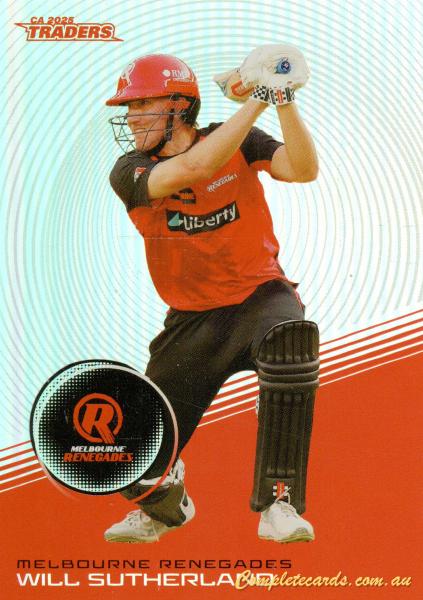2025-26 Cricket Traders - Silver - S 096 - Will Sutherland - Melbourne Renegades