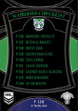 2023 NRL Elite Silver Special - P136 - New Zealand Warriors Checklist - Sydney Roosters