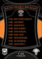 2023 NRL Elite Silver Special - P145 - Wests Tigers Checklist - Wests Tigers