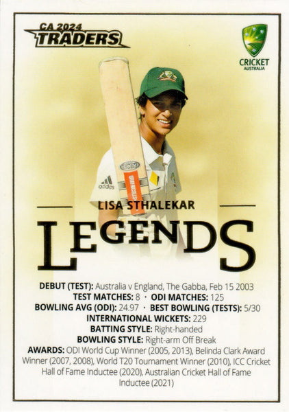 2024-25 Cricket Traders - Legneds Case Cards - CC L10 - Lisa Sthalekar - 10/30