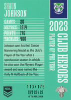 2024 NRL Traders - Club Heroes Teal - CHT 25 - Shaun Johnson - 113/175