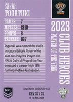 2024 NRL Traders - Club Heroes Violet - CHV 27 - Sarah Togatuk - Wests Tigers