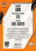 2024 NRL Traders - World In League Parallel - WLP 53 - Losana Lutu - Wests Tigers