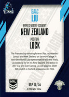 2024 NRL Traders - World In League Parallel - WLP 18 - Isaac Liu - Gold Coast Titans