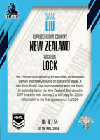 2024 NRL Traders - World In League - WL 18 - Isaac Liu - Gold Coast Titans