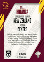 2024 NRL Traders - World In League - WL 04 - Mele Hufanga - Brisbane Broncos