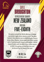 2024 NRL Traders - World In League - WL 03 - Gayle Broughton - Brisbane Broncos