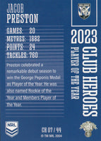 2024 NRL Traders - Club Heroes - CH 07 - Jacob Preston - Canterbury-Bankstown Bulldogs