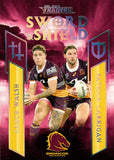 2024 NRL Traders - Sword & Shield Team - SST 01 - Reece Walsh & Patrick Carrigan - Brisbane Broncos