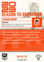 2024 NRL Traders - Season To Remember  - SR 42 - Teagan Berry - St. George-Illawarra Dragons