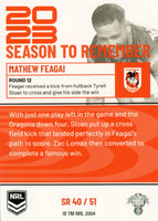 2024 NRL Traders - Season To Remember  - SR 40 - Mathew Feagai - St. George-Illawarra Dragons