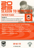 2024 NRL Traders - Season To Remember  - SR 40 - Mathew Feagai - St. George-Illawarra Dragons