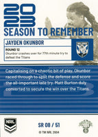 2024 NRL Traders - Season To Remember  - SR 08 - Jayden Okunbor - Canterbury-Bankstown Bulldogs