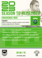 2024 NRL Traders - Season To Remember  - SR 06 - Mackenzie Wiki - Canberra Raiders