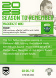 2024 NRL Traders - Season To Remember  - SR 06 - Mackenzie Wiki - Canberra Raiders