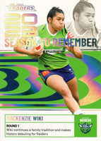 2024 NRL Traders - Season To Remember  - SR 06 - Mackenzie Wiki - Canberra Raiders