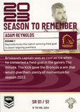 2024 NRL Traders - Season To Remember  - SR 01 - Adam Reynolds - Brisbane Broncos