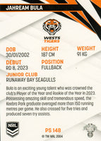 2024 NRL Traders - Pearl Silver - PS 148 - Jahream Bula - Wests Tigers