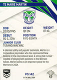 2024 NRL Traders - Pearl Silver - PS 142 - Te Maire Martin - New Zealand Warriors