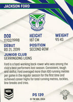 2024 NRL Traders - Pearl Silver - PS 139 - Jackson Ford - New Zealand Warriors