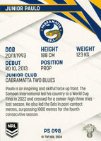 2024 NRL Traders - Pearl Silver - PS 098 - Junior Paulo - Parramatta Eels