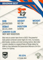 2024 NRL Traders - Pearl Silver - PS 074 - Bradman Best - Newcastle Knights