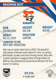 2024 NRL Traders - Pearl Silver - PS 074 - Bradman Best - Newcastle Knights