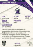 2024 NRL Traders - Pearl Silver - PS 072 - Christian Welch - Melbourne Storm