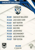 2024 NRL Traders - Pearl Silver - PS 019 - Bulldogs Checklist - Canterbury-Bankstown Bulldogs