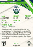 2024 NRL Traders - Pearl Silver - PS 012 - Corey Horsburgh - Canberra Raiders