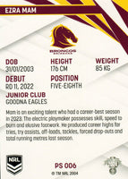 2024 NRL Traders - Pearl Silver - PS 006 - Ezra Mam - Brisbane Broncos