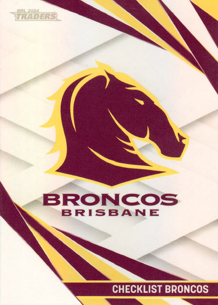 2024 NRL Traders - Pearl Silver - PS 001 - Broncos Checklist - Brisbane Broncos