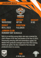 2024 NRL Traders - Common - 148 - Jahream Bula - Wests Tigers