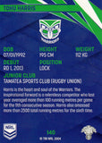 2024 NRL Traders - Common - 140 - Tohu Harris - New Zealand Warriors