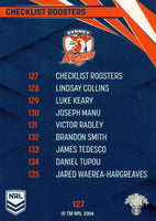 2024 NRL Traders - Common - 127 - Roosters Checklist - Sydney Roosters