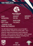 2024 NRL Traders - Common - 063 - Tom Trbojevic - Manly-Warringah Sea Eagles