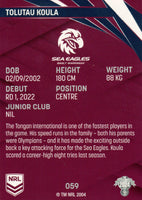 2024 NRL Traders - Common - 059 - Tolutau Koula - Manly-Warringah Sea Eagles