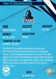 2024 NRL Traders - Common - 049 - Tino Fa'asuamaleaui - Gold Coast Titans