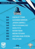 2024 NRL Traders - Common - 046 - Titans Checklist - Gold Coast Titans