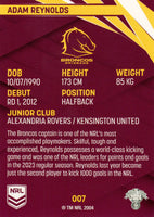 2024 NRL Traders - Common - 007 - Adam Reynolds - Brisbane Broncos