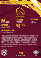 2024 NRL Traders - Common - 003 - Patrick Carrigan - Brisbane Broncos