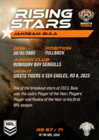2024 NRL Traders - Rising Stars - RS 67 - Jahream Bula - Wests Tigers